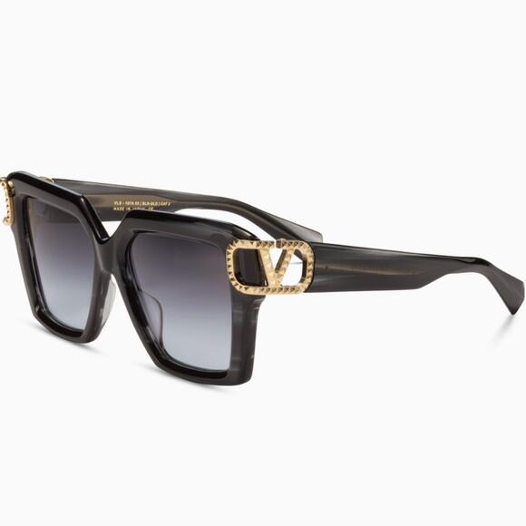 New! Valentino Black and Gold Women\'s Sunglasses, V UNO VLS 107A, Authentic main image 7